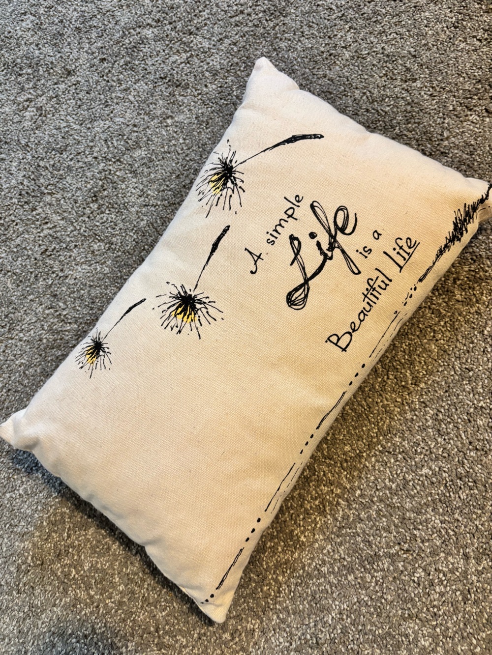 Canvas Accent Pillow - Cream and Black